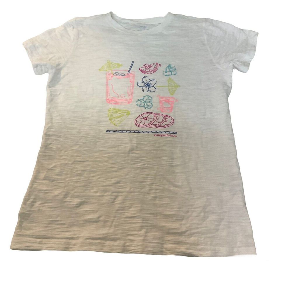 vineyard vines Women's EMB Island Time Island Graphic T-Shirt Sz XS White